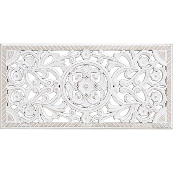 Decorazione Da Parete 61X30 Cm - Shabby Bianco - Appendino Decorativo Allungato-image