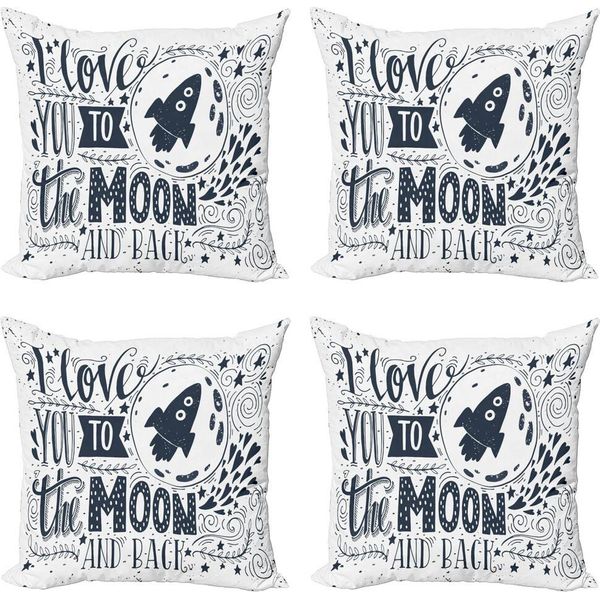 Abakuhaus Set Di Federe Per Cuscini "Ti Amo"" (4 Pezzi), Tema Celeste, Stampa Digitale Moderna Su Entrambi I Lati, 60 Cm X 60 Cm, Blu, Grigio, Bianco"-image