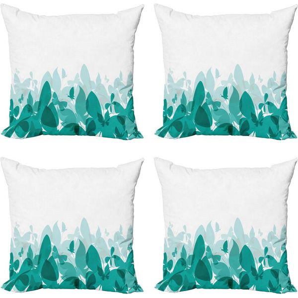 Abakuhaus Set Di Federe Per Cuscini Butterfly (4 Pezzi), Tema Primaverile Astratto, Stampa Digitale Moderna Su Entrambi I Lati, 60 Cm X 60 Cm, Verde Acqua Bianco-image