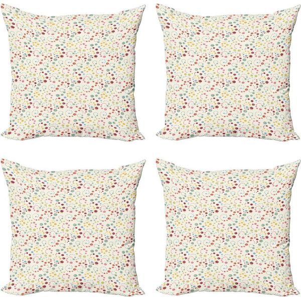Abakuhaus Set Di Federe Astratte (4 Pezzi), Motivo A Pois Retrò, Stampa Digitale Moderna Su Entrambi I Lati, 50 Cm X 50 Cm, Multicolore-image