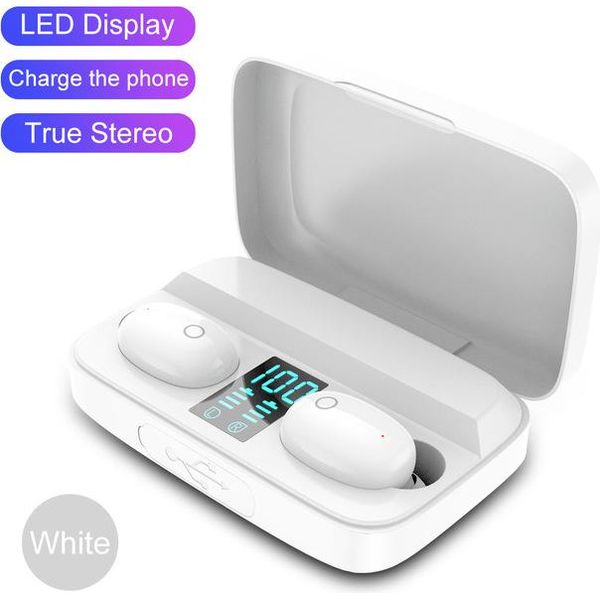 W2S Dual Earbuds Tws Bluetooth 5.0 Wireless Stereo Headset 1800Mah Cuffie Sportive Bianco-image
