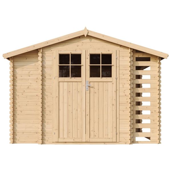 Casa Di Legno Casetta Da Giardino+Casetta Di Legno+Pavimento Impregnato Timbela M389F+M389G 3,53 + 0,97 + 0,97 M2-image
