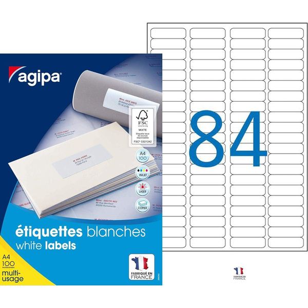 Agipa 102165 Etichette Universali Agipa, 46 X 11,1 Mm, Bianco-image