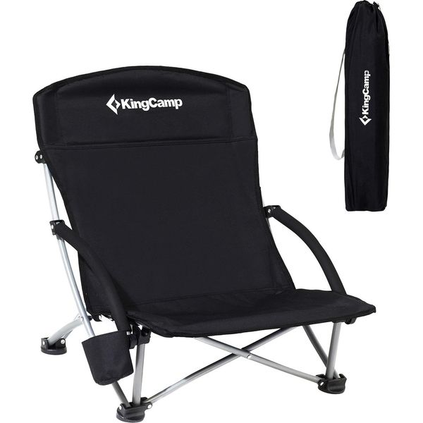 Sedia Pieghevole Da Campeggio King Camp Deluxe Con Braccioli In Acciaio - Nera-image
