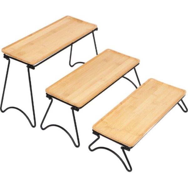 Vassoio Da Portata In Bambù Da 6 Pezzi - Etagere A 3 Livelli Per Servire Con Stile-image