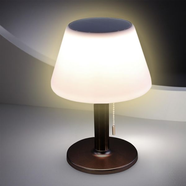 3.06 Lampada Da Tavolo A Led Solare - 20 X 28 Cm - 10 Led / Bianco Caldo - Base Colore: Nero-image