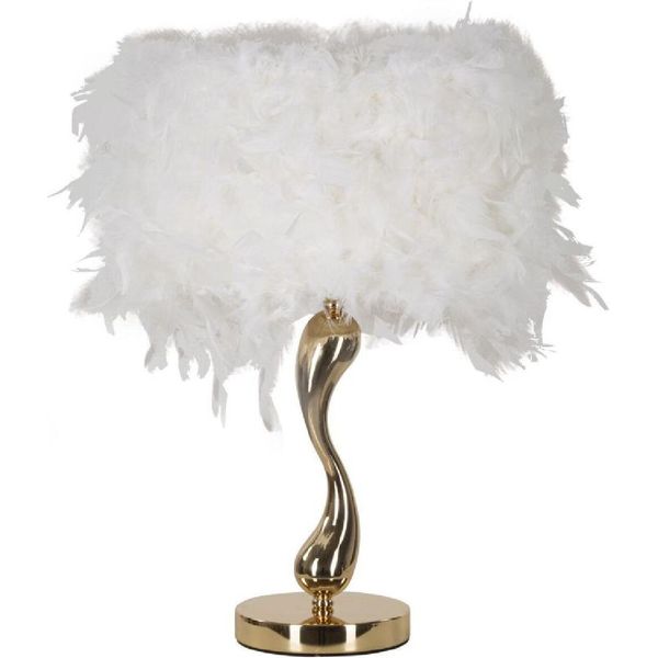Lampada Da Tavolo Mauro Ferretti Cart E27 Ø 25X47 Cm Bianco Oro-image