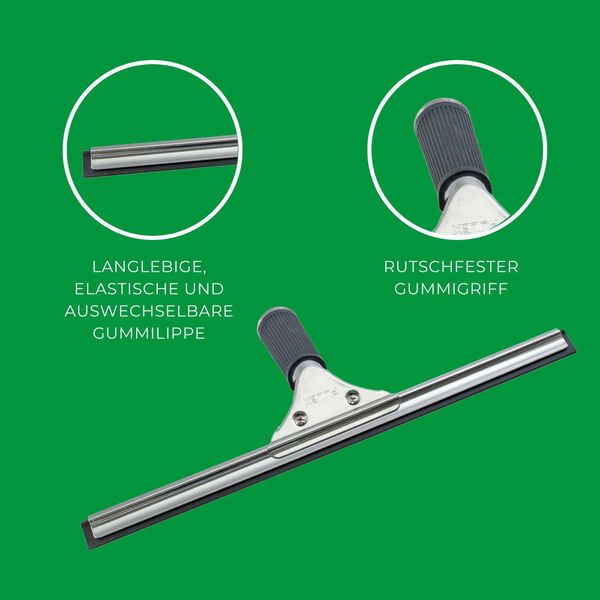 Novaliv Tergivetro Professionale 35 Cm + 2X Gomma Di Ricambio Per La Pulizia Dei Vetri In Acciaio Inox Con Labbro In Gomma Sostituibile Tergivetro Per La Pulizia Dei Vetri Tergivetro Per La Pulizia Delle Finestre-image