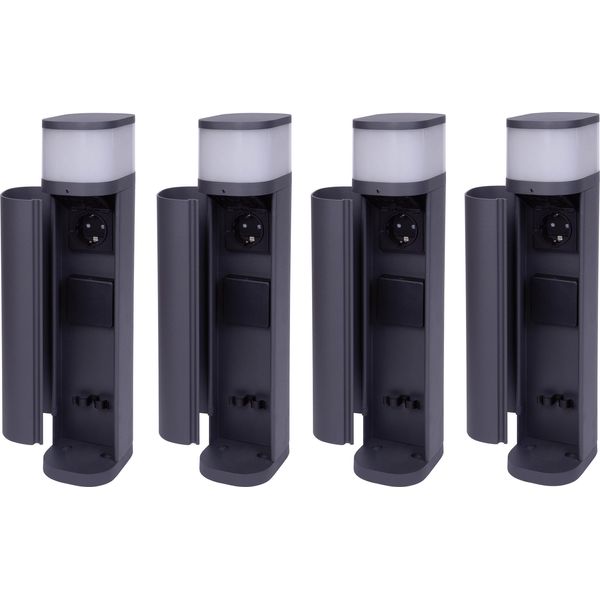 Novatool 4X Dissuasori Luminosi Da Esterno Con Presa Di Corrente 2 Volte Tonda Antracite Con Copertura IP44 Presa Di Corrente Da Giardino Presa Di Corrente Da Esterno Colonna Presa Di Corrente Da Giardino Torre (Elettrica)-image