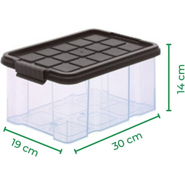 Novaliv 8X Scatole Con Coperchio 5L Antracite Scatole Impilabili Con Chiusura A Clip In Plastica Senza Bpa 30 X 19 X 14 Cm-image