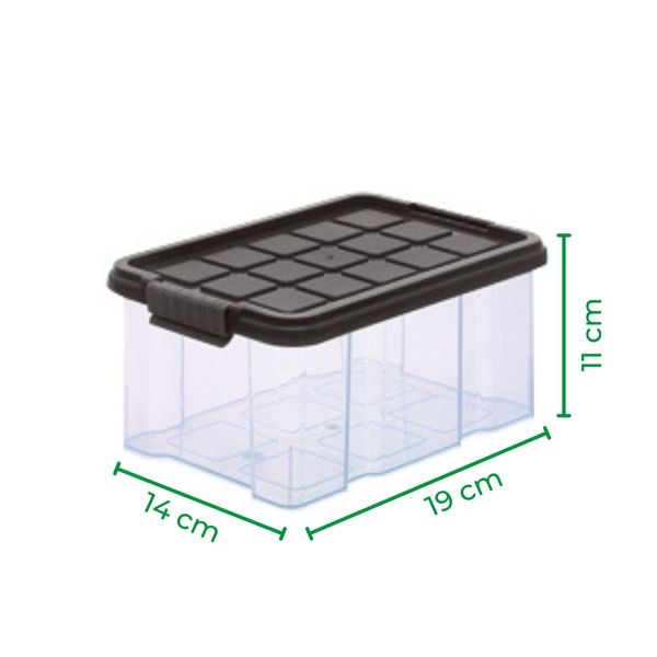 Novaliv 12X Scatole Portaoggetti Con Coperchio Piccolo 2 L Antracite Scatole Impilabili In Plastica Con Chiusura A Clip Plastica Senza Bpa 19 X 14 X 11 Cm-image