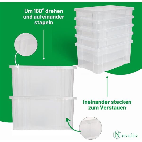Novaliv Contenitore Con Coperchio 27L Antracite Contenitore In Plastica Impilabile Con Chiusura A Clip Eurobox Contenitore In Plastica Senza Bpa 46,5X36,5X24 Cm-image