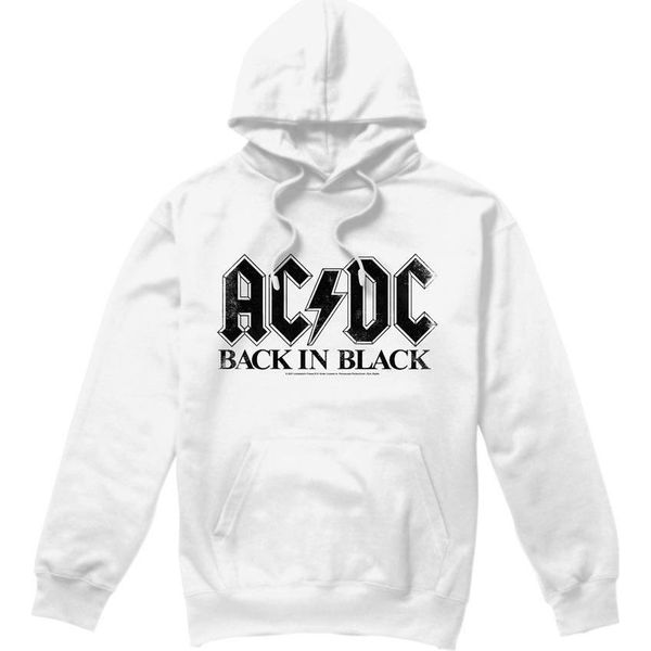 Ac/Dc - Felpa Con Cappuccio "Back In Black"" Da Uomo TV7303 (M) (Bianco)"-image