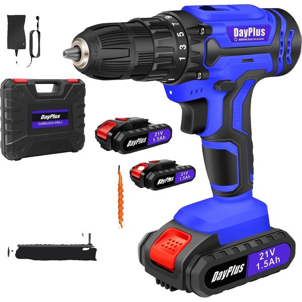 Trapano A Batteria, Tensione 21V, Coppia 45NM, 18+1 Livelli Di Coppia, 2 Batterie-image