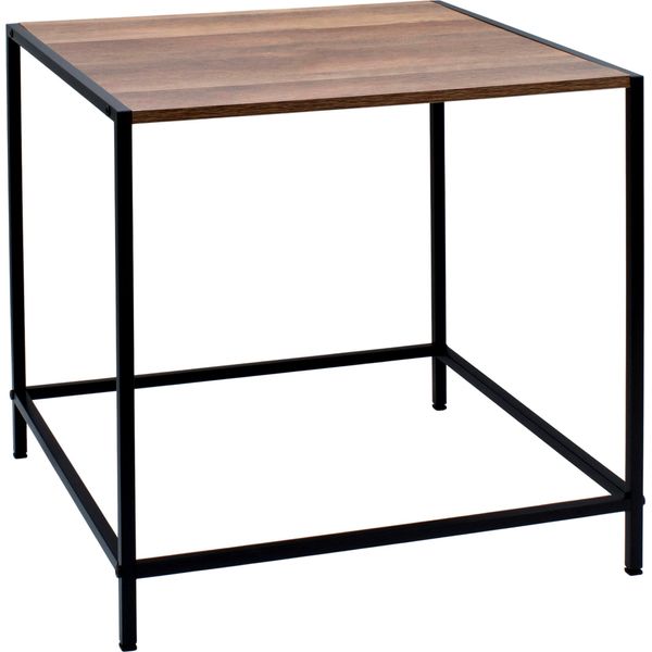 2.03 Tavolino In Metallo Con Piano In Legno - Circa 49,5X49,5X49,5 Cm - Tavolino Decorativo In Nero/Naturale (Grande)-image