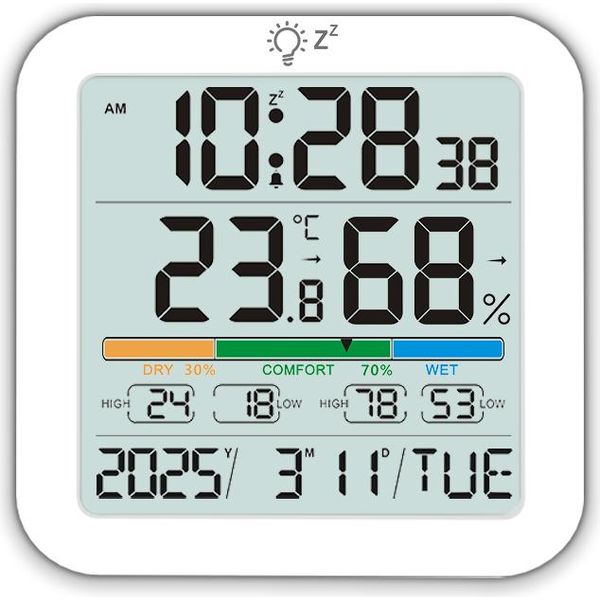 Inf Termometro Digitale Lcd Grande Con Igrometro E Orologio-image