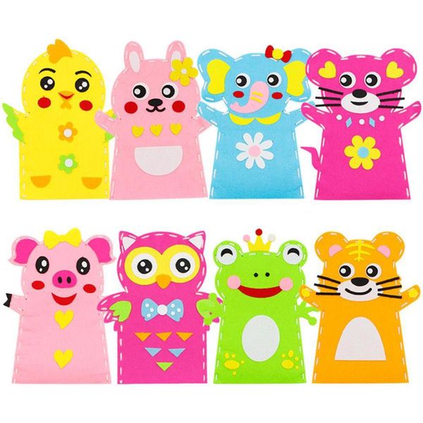 8 Pc Di Animali In Feltro Kit Di Marionette A Mano Per Bambini Fai Da Te Cucito Artigianato Giocattolo Regali Prescolare Teatro Narrazione Gioco Di Finzione-image