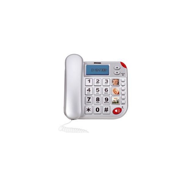 Brondi Super Bravo Plus Telefono Analogico Bianco Con Identificatore Chiamata E Tasti Grandi-image