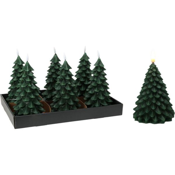 Candela A Led Lifetime Verde Scuro Albero Di Natale 19 Cm Effetto Fiamma-image