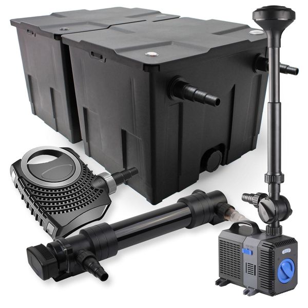 Set Completo Sunsun: Filtro Per Laghetti CBF-350B Fino A 60000L Sistema Di Filtraggio Per Laghetti A Flusso Continuo, Pompa Per Laghetti NEO10000 10000L/H 80W, Chiarificatore Per Laghetti CUV-636 Chiarificatore Uvc Con 36W, Pompa Per Fontane CTP-5003 5000L/H 30W-image