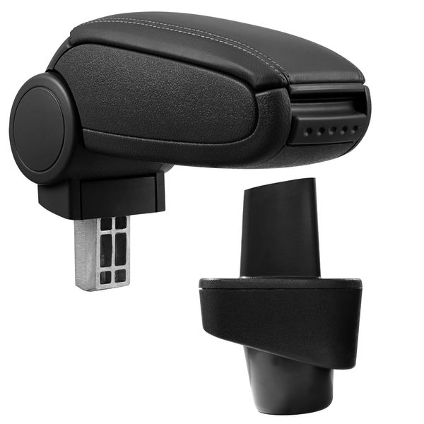 [Bracciolo Centrale, Perfetto Per Renault Clio Iii Dal 2005 (3 Porte, 5 Porte E Grandtour) - Bracciolo Con Vano Portaoggetti - Rivestito - Pelle Artificiale - Nero-image