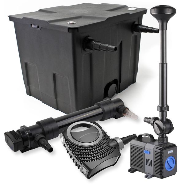 Set Completo Sunsun: Filtro Per Laghetti CBF-350 Fino A 12000 L Sistema Di Filtraggio Per Laghetti A Flusso Continuo, Pompa Per Laghetti NEO10000 10000L/H 80W, Chiarificatore Per Laghetti CUV-636 Chiarificatore Uvc Con 36W, Pompa Per Fontane CTP-5003 5000L/H 30W-image