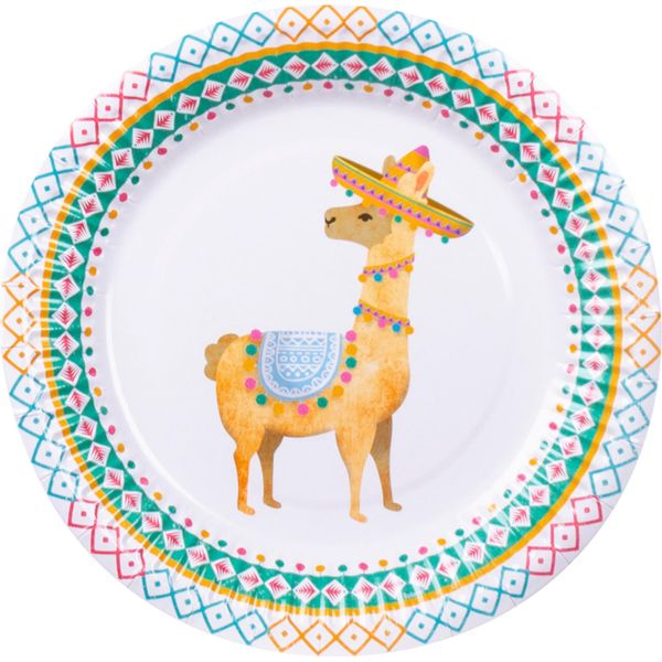 Llama Piatto Di Carta Per Feste Decorazione Tavola 6 Pezzi Colorati 23 Cm - Taglia Unica-image