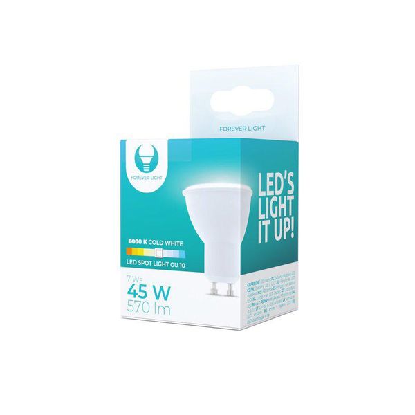 3X Lampade Led Forever Light GU10, Lampadine Led Da 7W 570 Lumen, Bianco Freddo 6000K, Angolo Di Emissione 120° Lampade Con Riflettore-image