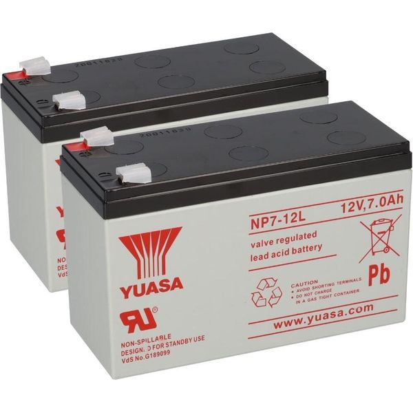 2X Batteria Al Piombo Yuasa NP7-12L Pb 12V 7Ah Vds, Faston 6,3 Ups-image