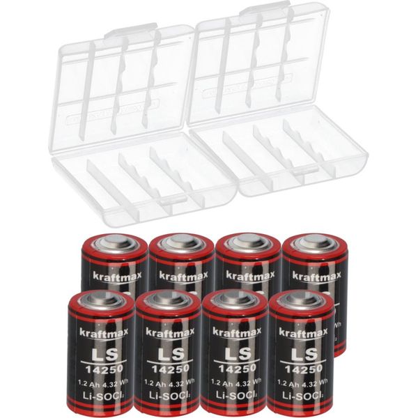 8X Kraftmax Batteria Al Litio 3,6V LS14250 1/2 Aa - Cella ER14250 Li-Socl2 + Scatola-image