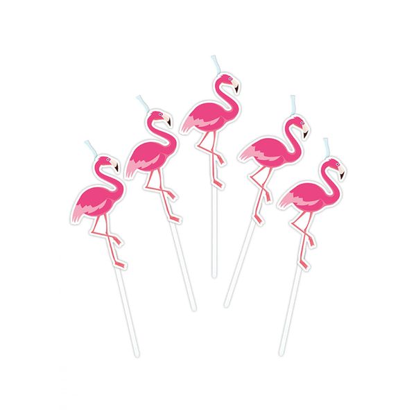 Candele Fenicottero Decorazione Festa Estiva 5 Pezzi Rosa 8 Cm - Taglia Unica-image
