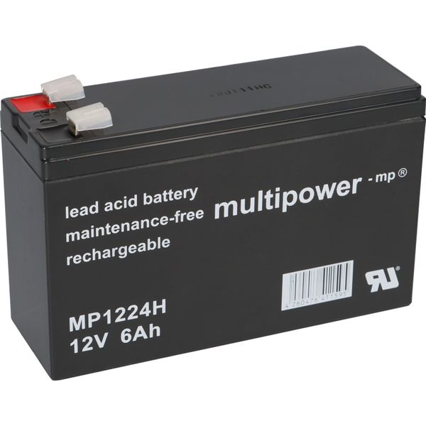 Batteria Al Piombo Multipower MP1224H 12V 6Ah Ad Alta Corrente Faston 6,3Mm-image
