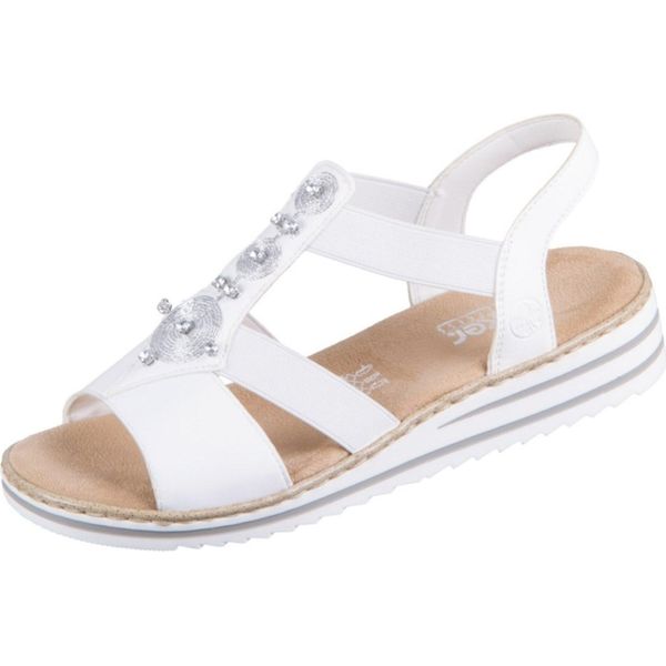 Rieker V0687 Sandali Da Donna Con Zeppa, Misura:38 Eu, Colore:Bianco-image