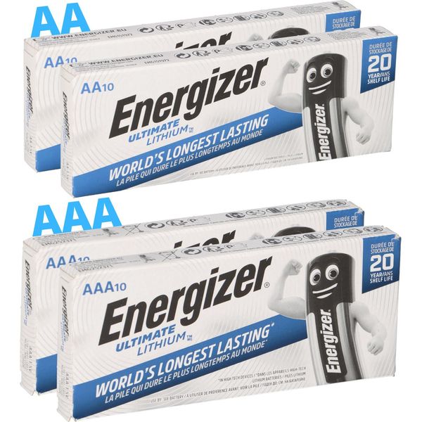 40X Batterie Al Litio Energizer Set 20X Aa Mignon + 20X Aaa Micro-image