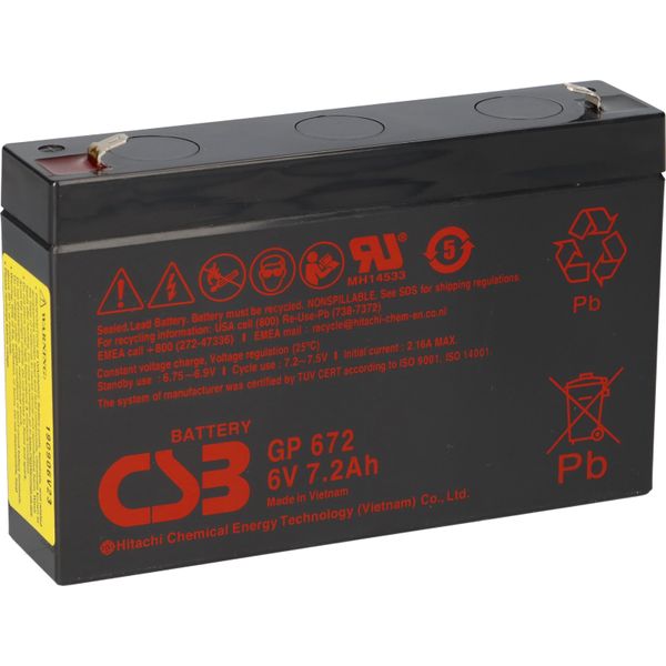 Batteria Al Piombo Csb 6V 7,2 Ah GP672F1 Agm Senza Manutenzione-image