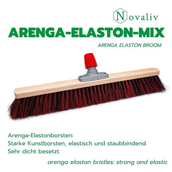 Novaliv 4X Mix Arenga Elaston Scopa 60 Cm Senza Manico I Arenga-Elaston Nero-Rosso I Scopa Per Esterni I Scopa Stradale Scopa Industriale Scopa Da Giardino Scopa Da Neve Scopa Multiuso-image