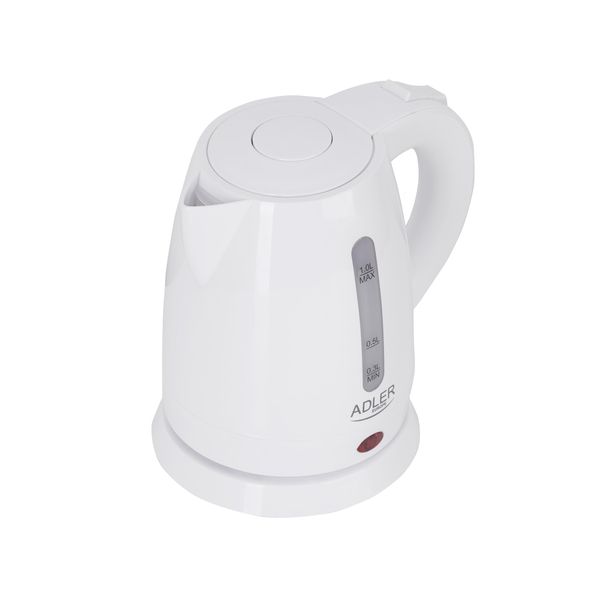 Adler | Bollitore | Ad 1272 | Elettrico | 1600 W | 1 L | Acciaio Inox/Polipropilene | Base Girevole A 360° | Bianco-image
