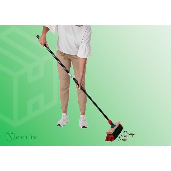 Novaliv Scopa Da Strada Con Manico Scopa Da Giardino Set Scopa Elaston Paletta (1, Scopa Da Giardino + Set Paletta In Zinco Elaston)-image