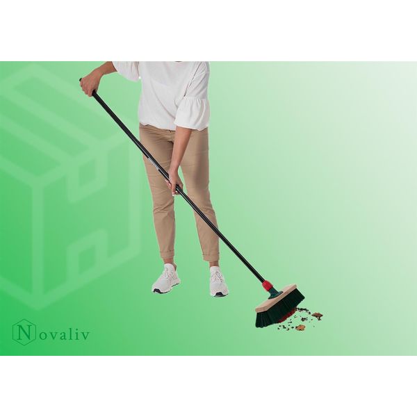 Novaliv 1X Scopa Con Setole A V 40 Cm Elaston Verde/Rosso | Scopa Con Manico Telescopico | Scopa Da Strada Scopa Da Giardino Scopa Industriale Scopa Da Cortile Scopa Multiuso Scopa Di Grande Capacità Scopa Da Giardino Scopa Da Strada-image