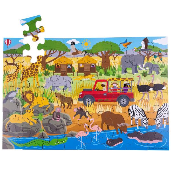 Bigjigs Toys Puzzle Da Pavimento Avventura Africana 48 Pezzi-image
