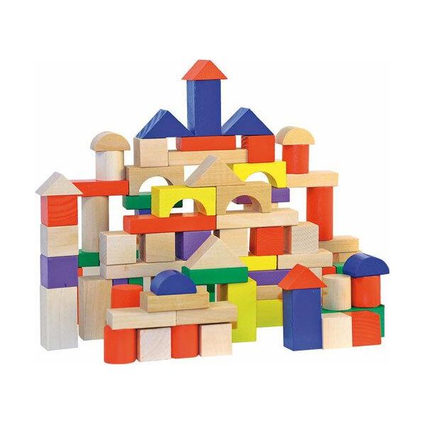 Woody Blocchi Da Costruzione Colorati/Naturali Con Coperchio Trasparente, 100 Pezzi-image