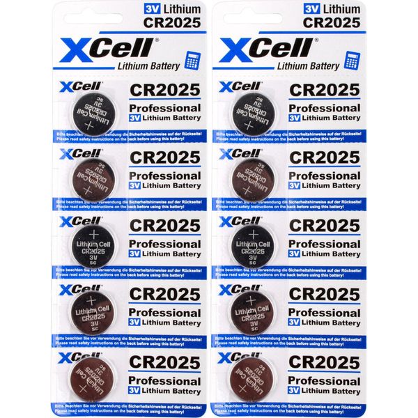 10X CR2025, Batteria A Bottone Al Litio 3V / 170Mah (2X Confezione Da 5)-image