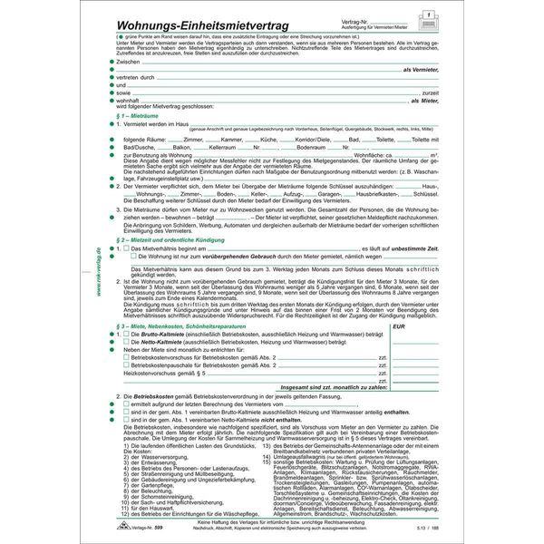 50X Rnk Verlag 599 Contratto Di Locazione Di Un Appartamento 4 Pagine Piegate In Din A4 + Del Locatore-image