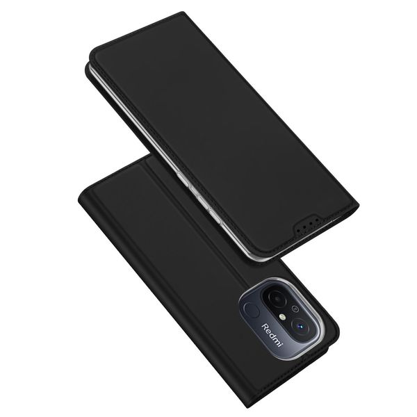 Custodia Skin Pro Compatibile Con Xiaomi Redmi 12C/11A/Poco C55 Flip Cover Card Wallet Stand Nero-image