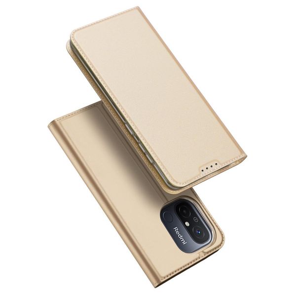 Skin Pro Sleeve Compatibile Con Xiaomi Redmi 12C/11A/Poco C55 Flip Cover Card Wallet Stand Oro Oro-image