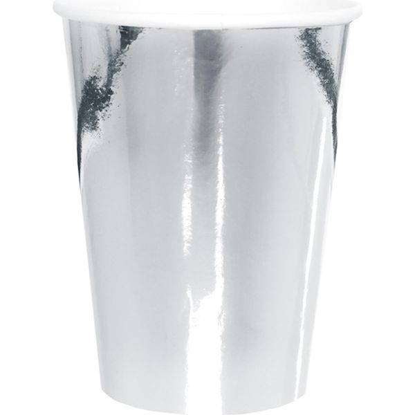 10 Bicchieri Di Carta Argento Metallizzato Da 250 Ml - Misura Unica-image