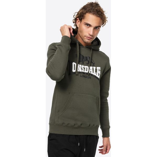 Felpa Con Cappuccio Da Uomo Regular Fit Thurning Olive/Black/White Xl Lonsdale-image