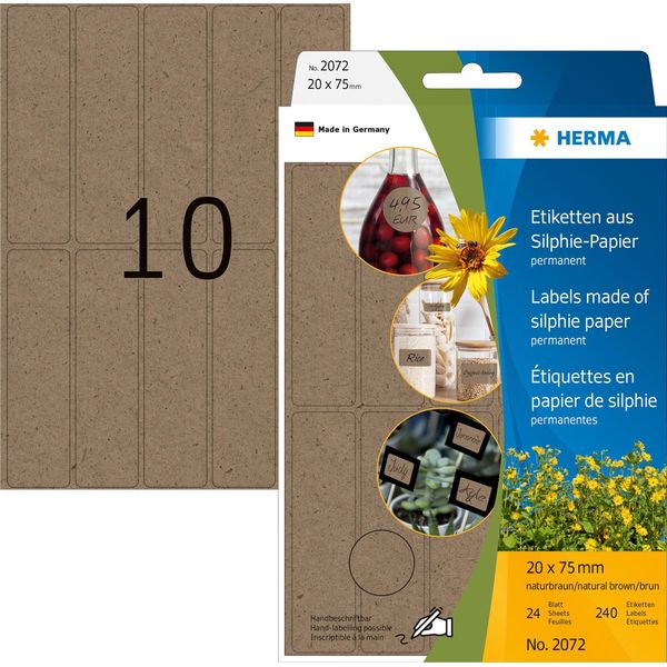 Herma 2072 Etichette Multiuso Herma Silphie, 20 X 75 Mm, Marrone Naturale-image