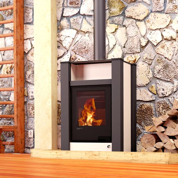 Termocamino Hs Flamingo Aquaflam Vario Lend 11/7 Kw - Crema - Controllo Elettronico-image