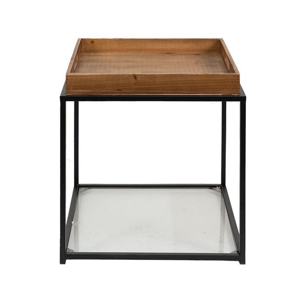 Tavolino Clayre & Eef 44X44X45 Cm Marrone Nero Ferro-image